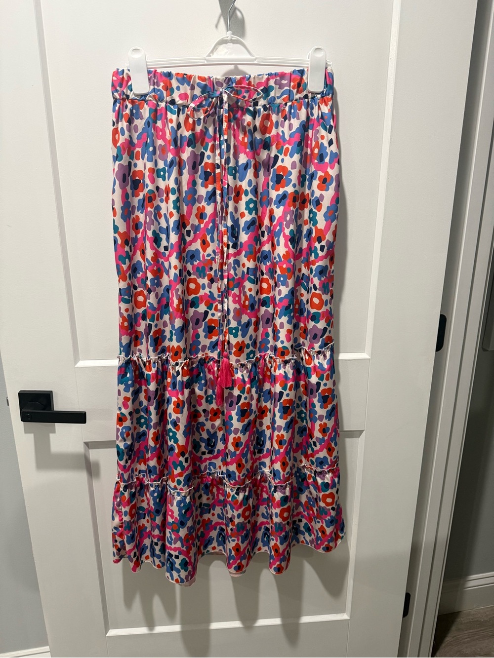 Women's Boutique Multicolor Floral Tiered Drawstring Maxi Skirt